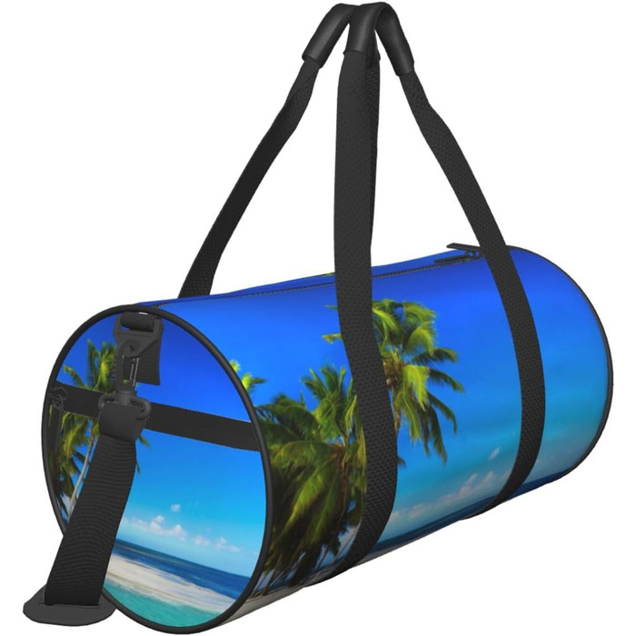 Біла Тигриця Містка дорожня сумка для подорожей, легка та довговічна, ідеальний подарунок для походів, відпустки, ділових поїздок та іншого. Дизайн пальми та чисте море, універсальний розмір.