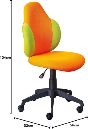 Стілець для столу - Дитячий офісний стілець - Дитячий обертовий стілець - Сітчастий чохол - Помаранчевий та зелений - Jessi Orange, Green