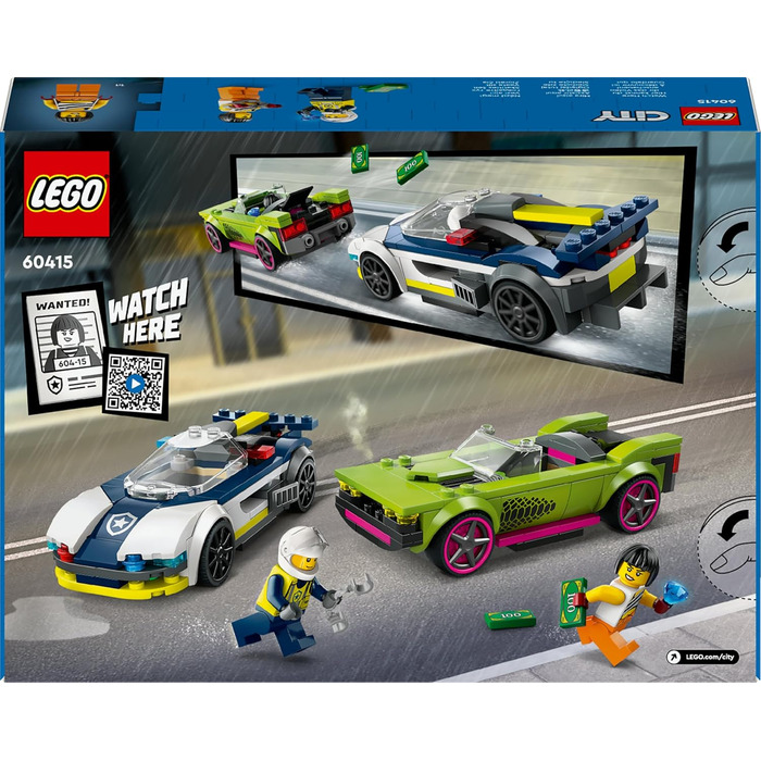 Конструктор LEGO City Chase with Police Car and Muscle Car 60415, 213 деталей, поліцейська тематика