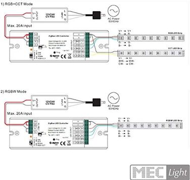 Домашній контролер 12-24В/DC 5 шт. 4A для світлодіодів CCT, RGBW & RGBCCT, 4in1 ZigBee 3.0 SmartHome Controller