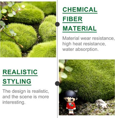 Кульки зі штучного моху. Камені із штучного моху. Камені із штучного моху. Кульки із зеленого моху. Прикраси з штучного моху для казкових садів, квіткових композицій, квіткових композицій, тераріумів і ремесел, 20 шт.