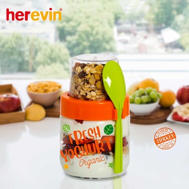 Банку з ложкою і контейнером Herevin Fruit-Yoghurt, 425 мл (6651282)