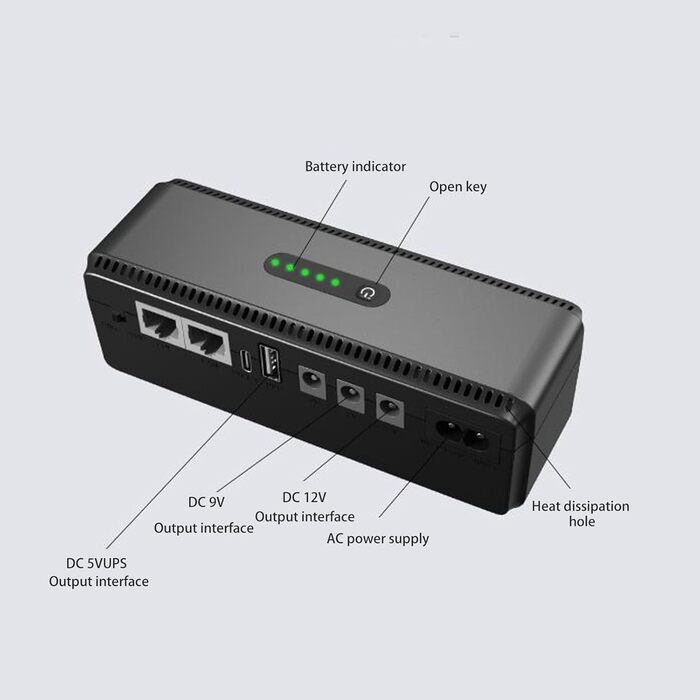 Резервне джерело живлення, POE 15 В 24 В, порт USB, 5 В 9 В, вихід 12 В, портативний, 100-240 В, широка сумісність, резервна батарея ДБЖ, захист від перевантаження, Mini для розетки ЄС