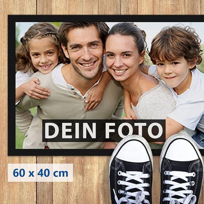 Персоналізований килимок для дверей з вашим власним фото - Різні розміри до 120 см - Створіть свій власний килимок - Нековзний, 60 x 40 см з гумовим краєм