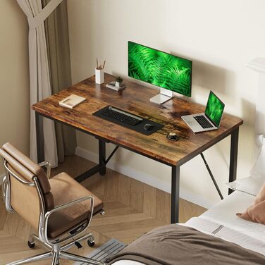 Письмовий стіл Devoko 100x50x75 см Невеликий комп&39ютерний стіл з регульованими ніжками та гачками Вантажопідйомність 60 кг, водонепроникний Для домашнього офісу та кабінету Вінтажний коричневий 100 x 50 x 75 см