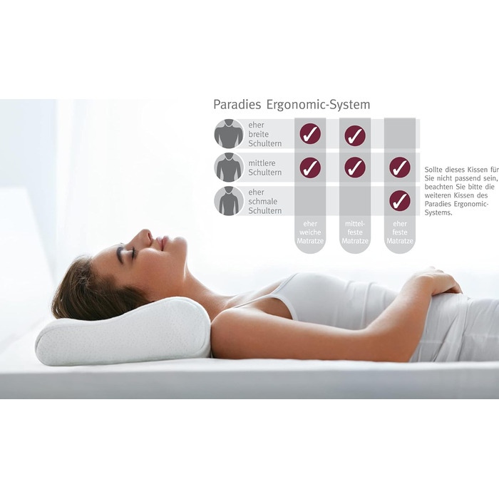 Подушка для шиї PARADIES 40x80 см - Paratex Ergonomic - Сертифікована IGR, ергономічна подушка для підтримки шиї, висота 10 см