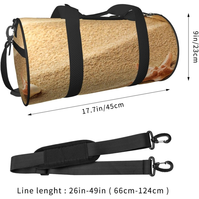 Спортивна сумка, дорожня сумка, пляжна сумка, з малюнком мушлі та піску, сумка на нічліг, чорна, універсальний розмір, сумка для подорожей