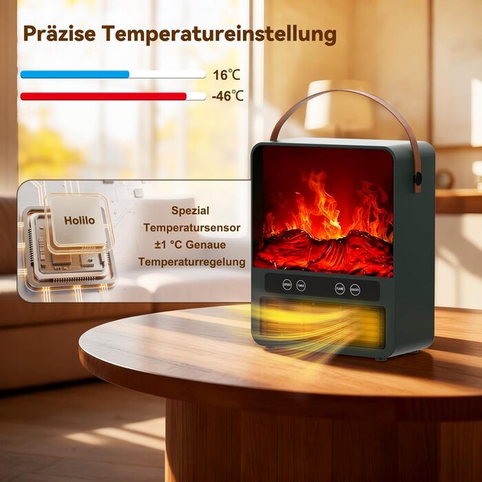 Енергозберігаючий керамічний вентилятор-обігрівач, дизайн каміна 3D ефект полум&39я, електричний нагрів 1500 Вт, 3 режими нагріву, тиха робота 34 дБ, пульт дистанційного керування, невеликий вентилятор-обігрівач для ванних кімнат
