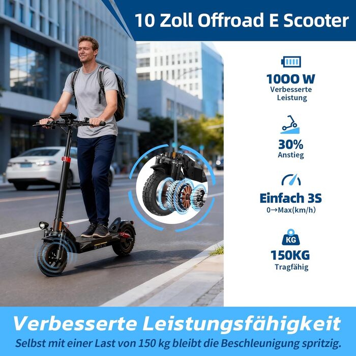 Електросамокат з допуском до дорожнього руху, максимальний запас ходу 70 км, 10-дюймові позашляхові пневматичні шини, електросамокат із шістьма зручними амортизаторами, складаний позашляховий електросамокат, вантажопідйомність до 150 кг, блокування трансп