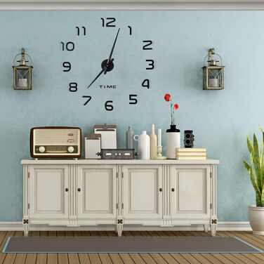 Настінний годинник Relaxdays DIY, 3D-цифри, настінне татуювання годинника, проста установка, змінний розмір, сучасний, чорний