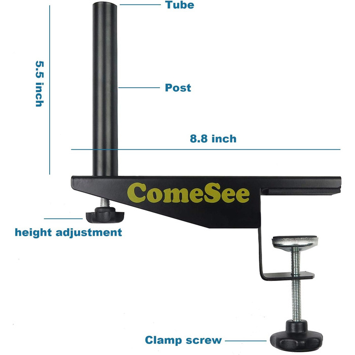 Набір сітки для настільного тенісу та стійки ComeSee Гвинтовий затискач із широкою поверхнею. Тримач для столу. Тип вставки Затискач для сітки для настільного тенісу, регулювання натягу та висоти. Легка збірка (чорний)