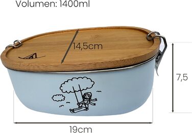 Ланчбокс Ringwald Edelstahl Rosa 1400 мл для дитячого садка та школи, великий, з роздільниками та бамбуковою кришкою, без BPA та пластику, рожевий