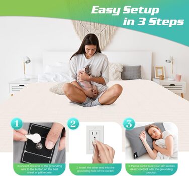 Простирадло на резинці із заземленням, простирадло із заземленням із кабелем заземлення ЄС, килимок для заземлення, простирадло із заземленням для кращого сну (сіре, 200x200 см) 200 x 200 см сірого кольору