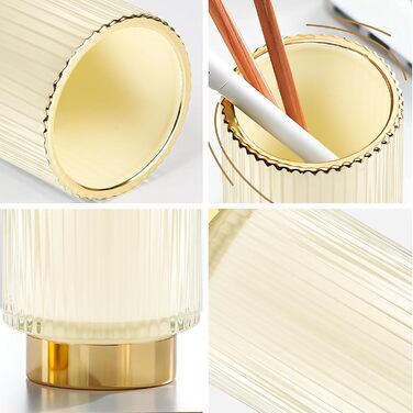 Органайзер для пензлів для макіяжу DASITON, золотий косметичний органайзер, скляний органайзер для пензлів, тримач для косметичних пензлів, тримач для пензлів для макіяжу, зберігання пензлів для спальні, ванної кімнати (кремовий розмір SL) SL кремовий