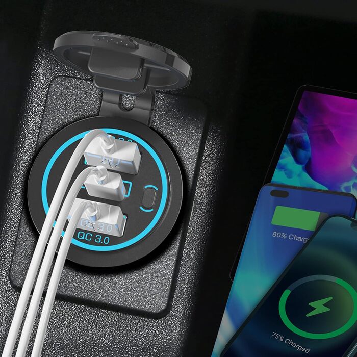 Вт) 12 В USB C розетка установка PD3.0 тип C USB розетка Водонепроникний 12 вольт автомобільна розетка прикурювач адаптер з 3 з'єд