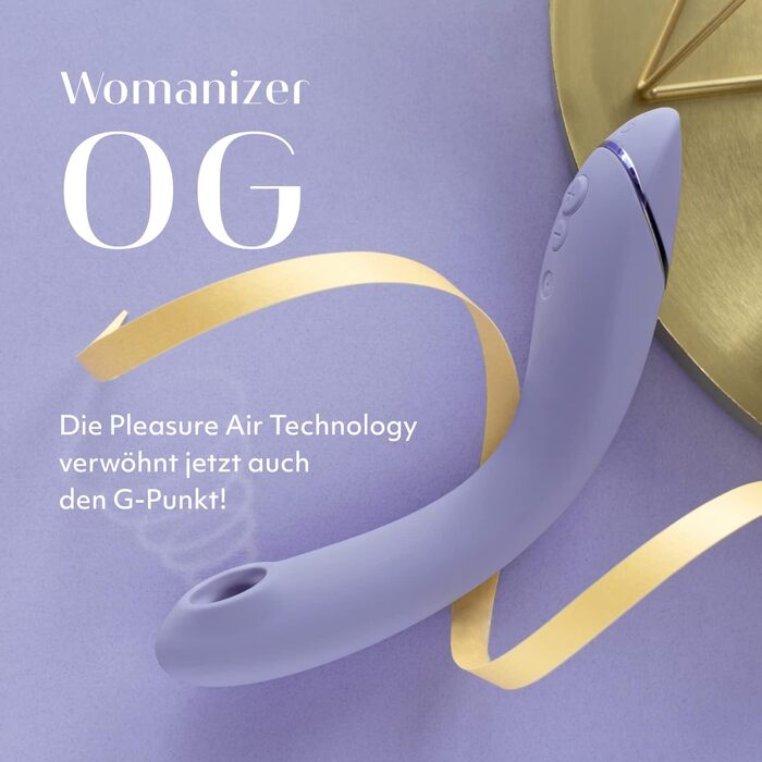 Вібратор точки G Womanizer OG - Стимулятор точки G Pleasure Air для неї - Вібратор точки G і клітора - водонепроникний кліторальний присоска з вібраціями для жінок і пар - Баклажани (Og Lilac Lube)