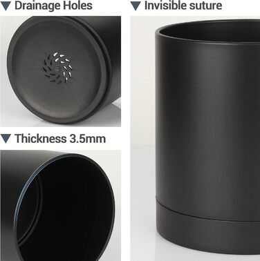 Пластиковий горщик для квітів з декількома дренажними отворами, набір з 4 кашпо для трав з блюдцем, кругле кашпо для кімнатних і б