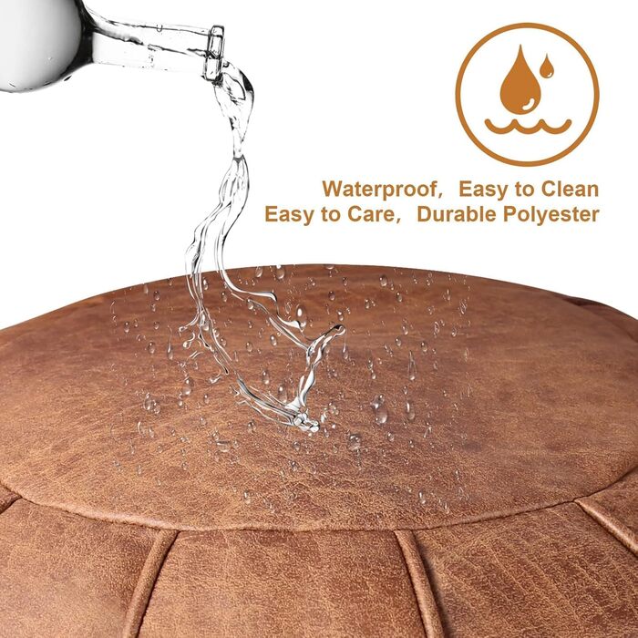 Пуф Louis Donn без м&39якої круглої форми, надзвичайно м&39який чохол для пуфа ручної роботи зі штучним декором, рішення для зберігання, підставка для ніг, пуф-сидіння або балконний офісний інтер&39єр (коричневий)