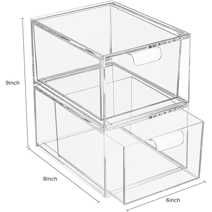 Акрилова коробка для зберігання, багатошарова прозора пластикова настільна коробка для зберігання косметики та засобів по догляду за шкірою 2 упаковки