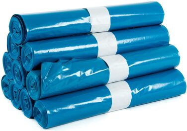Міцні сміттєві пакети Hygiene VOS 100, надзвичайно міцні, шириною 70 см та довжиною 110 см - 10 рулонів синіх сміттєвих пакетів, місткістю 120 л - виготовлені з екологічно чистої переробленої плівки
