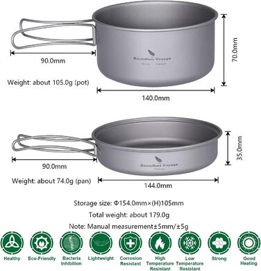 Л/1,95 л/2,9 л Кемпінговий підвісний горщик Каструля для супу з кришкою Відкритий посуд Легкий чайник Чаша для походів Кухонне нач