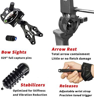 Набір складених луків ZSHJGJR 35–70 lb – регульований мисливський та спортивний лук з повним комплектом аксесуарів