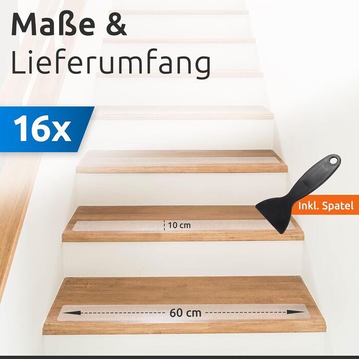 Елементні протиковзкі килимки для сходів, прозорі, для дерева, плитки, каменю та інших гладких підлог, захист від ковзання для сходів, самоклеючі, 60x10 см, 16-