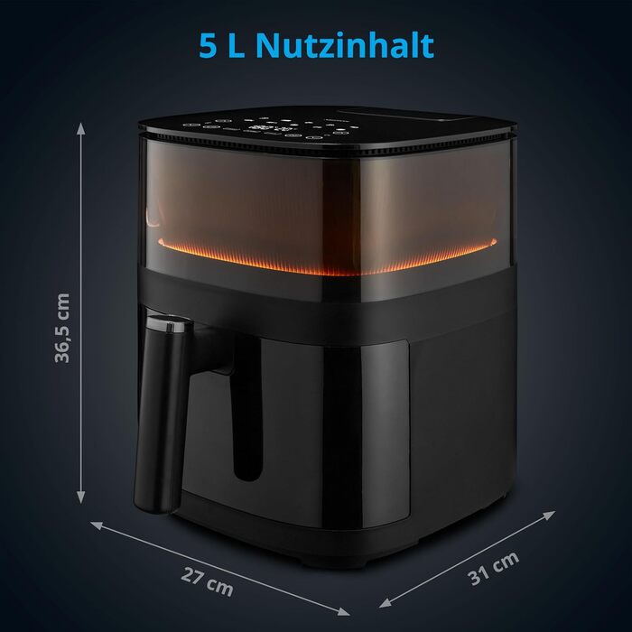 Фритюрниця MEDION X10 XL (кошик для смаження 5 літрів, інноваційна функція розпилення води для хрустких хрустких продуктів, 1 500 Вт, оглядове вікно, сигналізація струсу, 10 автоматичних програм)