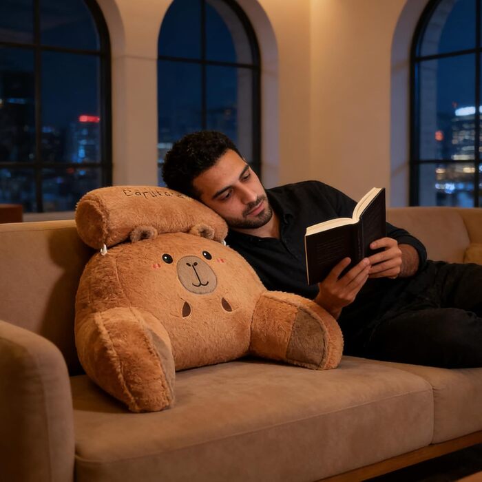 Подушка для читання капібара, плюшева подушка капібара з підлокітником, подушка для читання на ліжку, підтримка спини, м&39яка, зручна подушка для читання, подушка для спини для розслаблюючої роботи, перегляду телевізора, 60*40 см