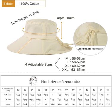 Жіночий сонцезахисний капелюх Comhats, захист від сонця UPF 50, літній капелюх із захистом шиї, широкі козирки, бавовна, розмір S 1005бежевий