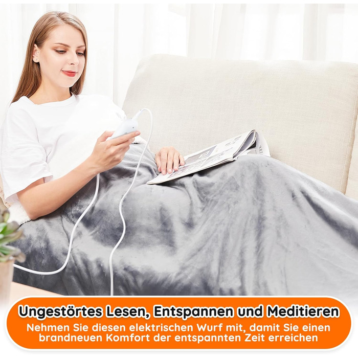 Електрична ковдра з автоматичним вимкненням, 130x180 см, 10 налаштувань температури, таймер автоматичного вимкнення 1-9 годин, захист від перегріву, електрична ковдра з підігрівом, грілка для ліжка, ETL для дому та офісу, швидкий нагрів, фланель, можна пр