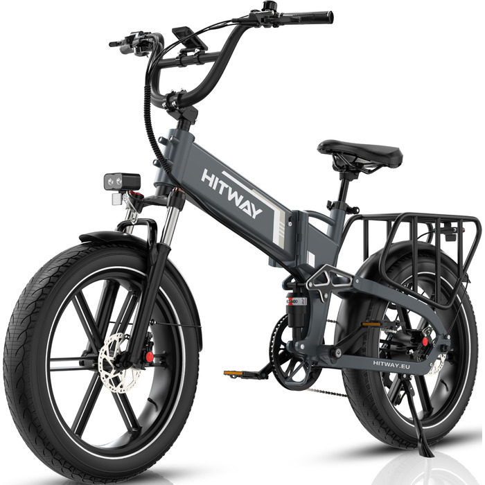 Електричний велосипед HITWAY E Bike BK10S PRO, 48V 720Wh 250W, запас ходу 70-120 км, 20&39 * 4.0 Fat Shies, керування за допомогою застосунку, 7 швидкостей, водонепроникний педальний велосипед IP54, 48V 15Ah, сірий