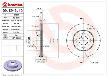 Гальмівні диски передні Brembo 09.6943.10, 2 шт.