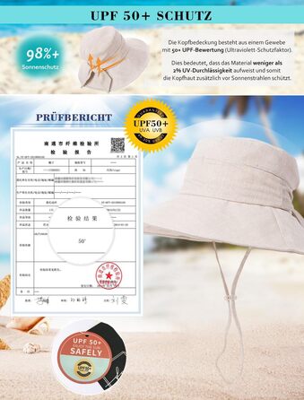 Жіночий капелюх Comhats з широкими полями, захист від сонця UPF 50, складний, літній пляжний капелюх, бавовна/льон 69045бежевий блискуча нитка, розмір M