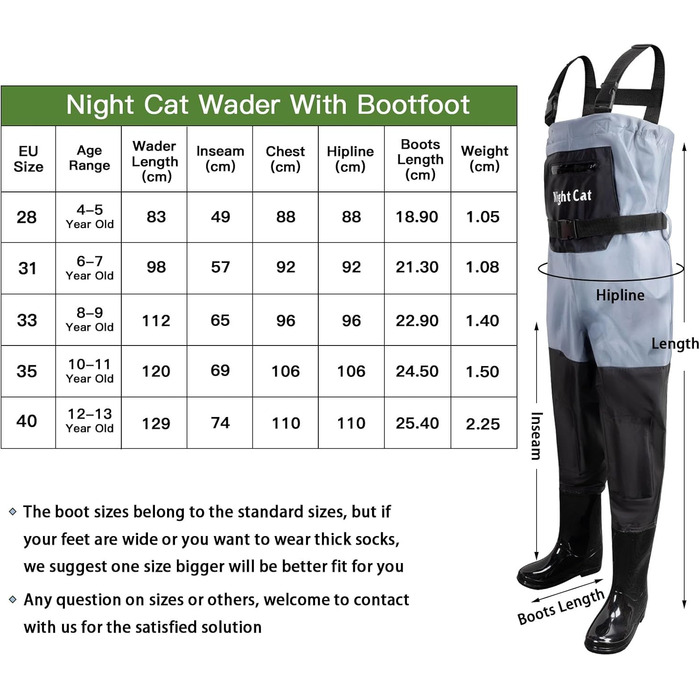 Дитячі вейдерси Night Cat з чобітьми, водонепроникні, дихаючі, для перехресного плавання, сині, вік 4-5 років