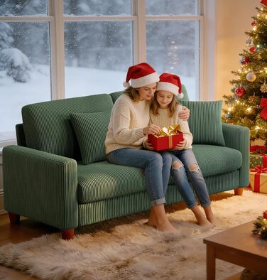 Диван Kidirect Cord 3, зручний диван 178 см, надзвичайно глибокі сидіння 53 см, диван для вітальні, що збирається без інструментів, великий диван-канапа з 2 подушками, сучасний диван для офісу, дивани для спальні, лісово-зелений, лісово-зелений, 178 см