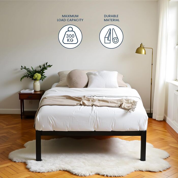 Каркас ліжка 90 x 200, каркас ліжка з місцем для зберігання під ліжком, металеве ліжко, односпальне ліжко - чорне односпальне ліжко 90 x 200 см