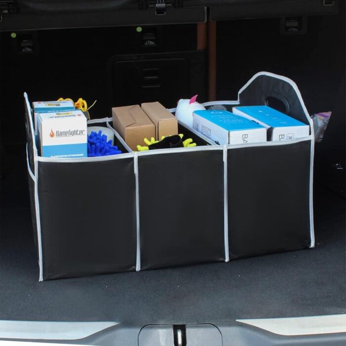 Органайзер для багажника, складаний контейнер для зберігання з 3 відділеннями, великої місткості, портативна сумка для багажника