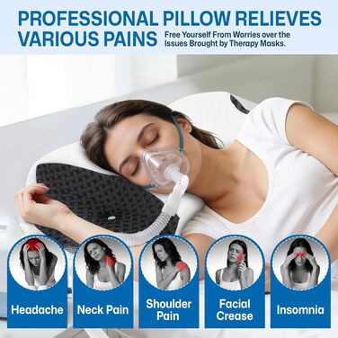 Подушка CPAP для сну на боці та спині зменшує витік повітря та тиск маски, преміальна подушка з піни з памяттю форми для всіх масок CPAP, подушка для шиї для сну на боці, спині та животі, чорна