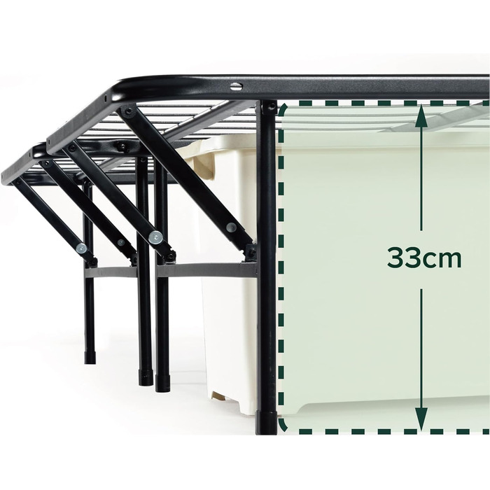 Розкладне ліжко Zinus SmartBase 160 x 190 см Висота 35 см Ідеально підходить як гостьове ліжко з місцем для зберігання речей під ліжком Металеве ліжко Чорне 160 x 190 см Чорний