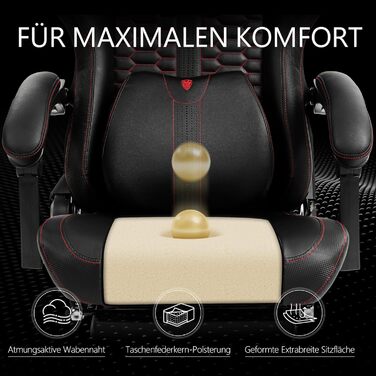 Ігрове крісло Dowinx велике та високе з масажною поперековою опорою, ігрове крісло з підставкою для ніг, ергономічне комп&39ютерне крісло, шкіра PU, 180 кг, чорний колір