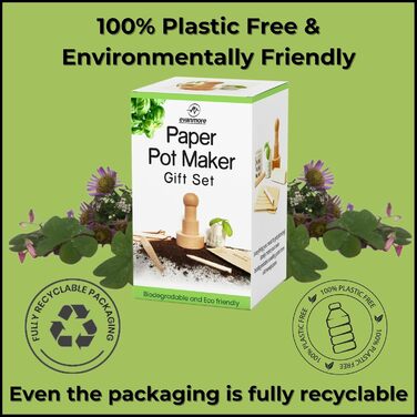 Набір для виготовлення паперових горщиків для садівництва - Все, що потрібно, щоб зробити власні біорозкладні горщики для рослин та розсади зі старих газет та посадити рослини