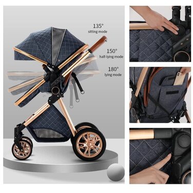 Коляска Gcarebb 3 в 1, коляска-тростина з автокріслом, складна портативна коляска в один клік, комбінована коляска з алюмінієвою р