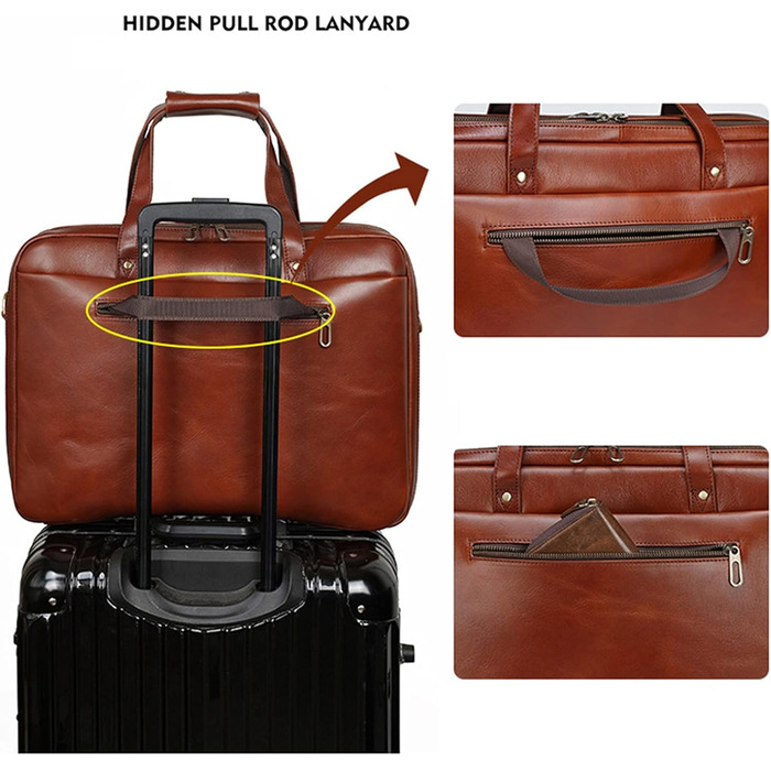 Ділова сумка портфель Чоловіча сумка, чоловіча коров'яча шкіра 15.6 дюймів сумка для ноутбука Офісний портфель Класична ділова сум