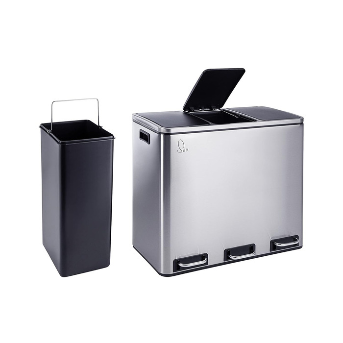 Відро для сміття з 3 відділеннями Відро для паперу 54 л Педальний відро для сміття Відро для сміття Переробка Відокремлення сміття