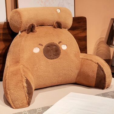 Плюшева подушка для читання у формі капібари, 59,9 см, м&39яка подушка у формі капібари для дорослих та дітей, мила плюшева подушка для спинки з підлокітниками та тваринами, м&39яка, зручна подушка для читання у формі капібари для ліжка та дивана, коричне