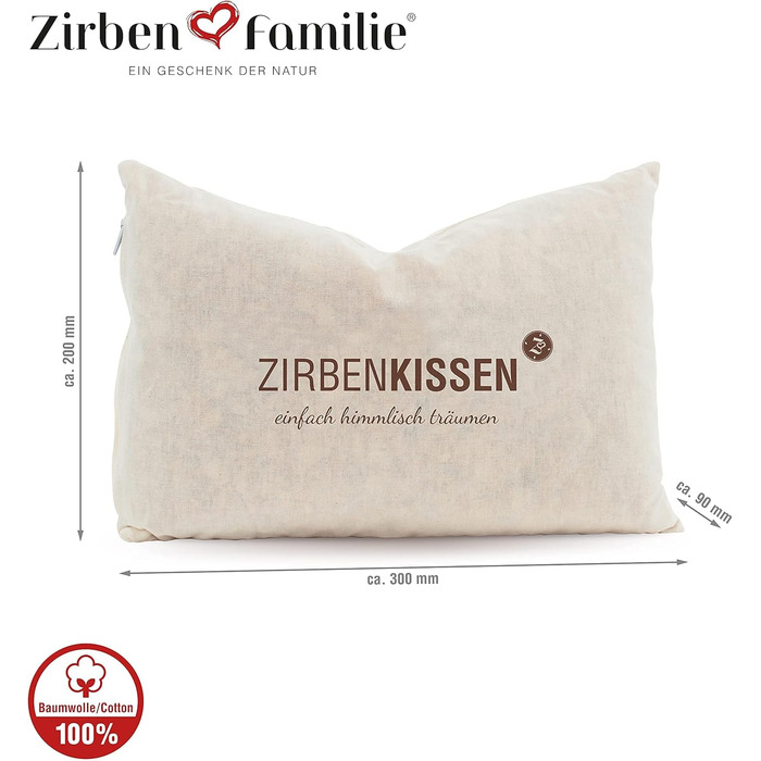 Натуральна декоративна подушка з родини швейцарської сосни 30x20 см Декоративна подушка, наповнена натуральними лусками швейцарської сосни
