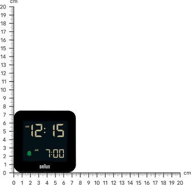 Цифровий будильник Braun з функцією повтору, негативним РК-дисплеєм, функцією швидкого налаштування, будильником Crescendo чорного кольору, модель BC09B. 1 упаковка