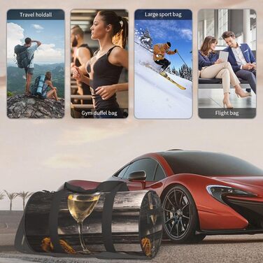 Спортивна сумка, дорожня сумка, вінтажний дизайн Троянда та виноград на клавіатурі, сумка для подорожей на ніч, чорна, універсальний розмір