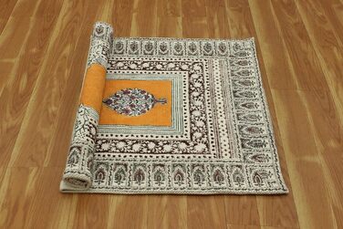 Бежевий, коричневий бавовняний з квітковим принтом Dhurrie Boho Kilim плоского плетіння Критий килим для передпокою Кімнатний деко